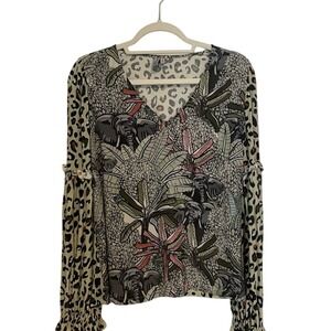 Anthropologie Bl^nk London Animal Elephant Print Safari‎ Long sleeve Medium Boho